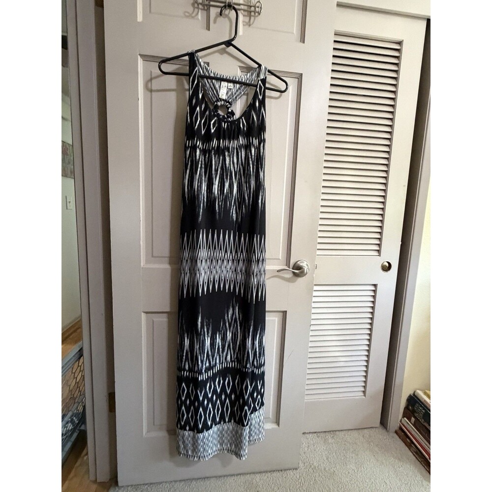 Women’s Emma & Michele Maxi Sundress Size Medium Black & White Pattern